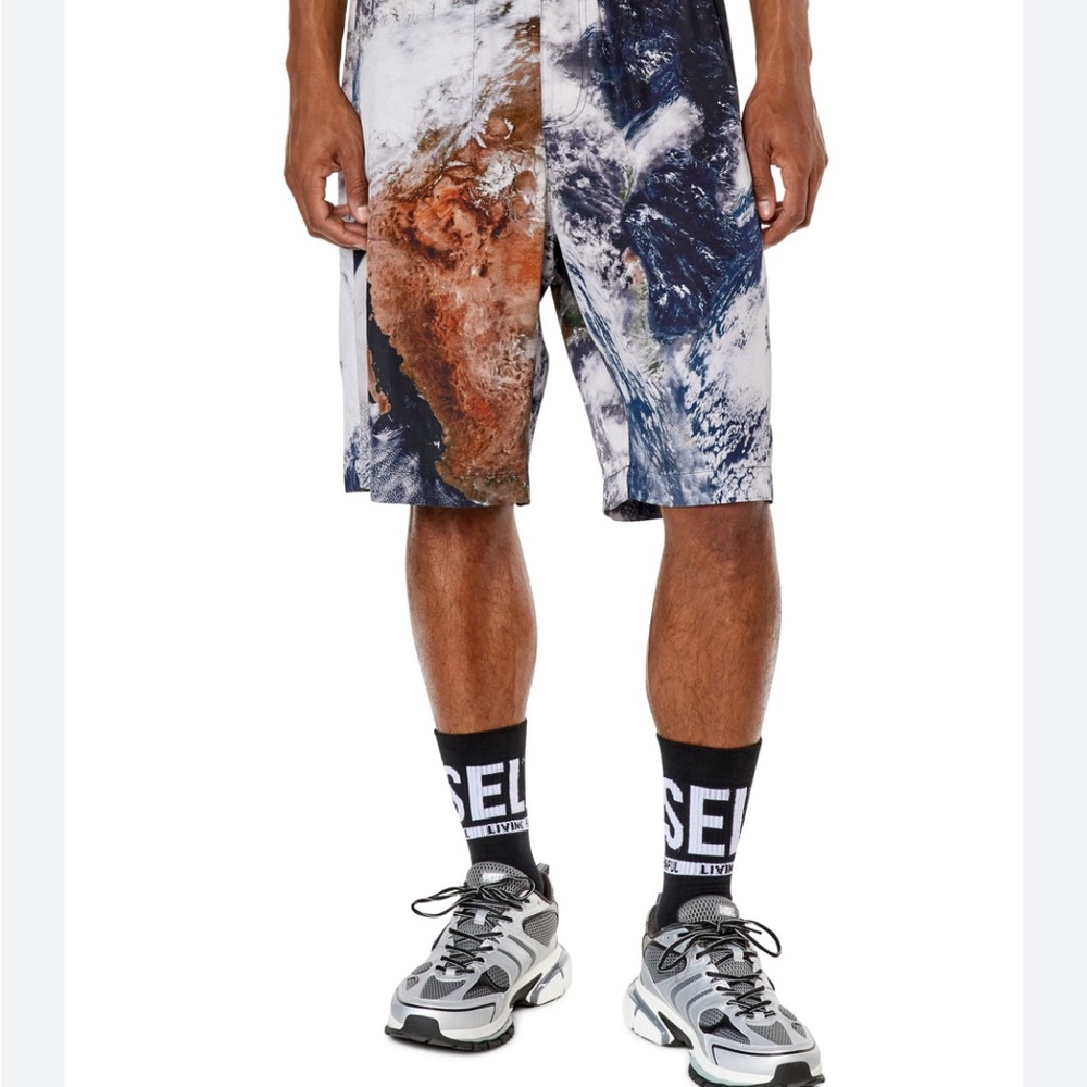 Diesel Multicolor Earth Pattern Athletic Shorts